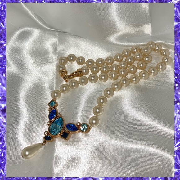 80s Swarovski Crystal Pearl BIB Statement Necklace - Picture 4 of 10